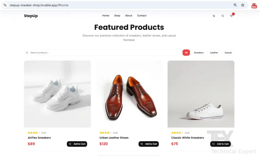 Product grid using lovable ai